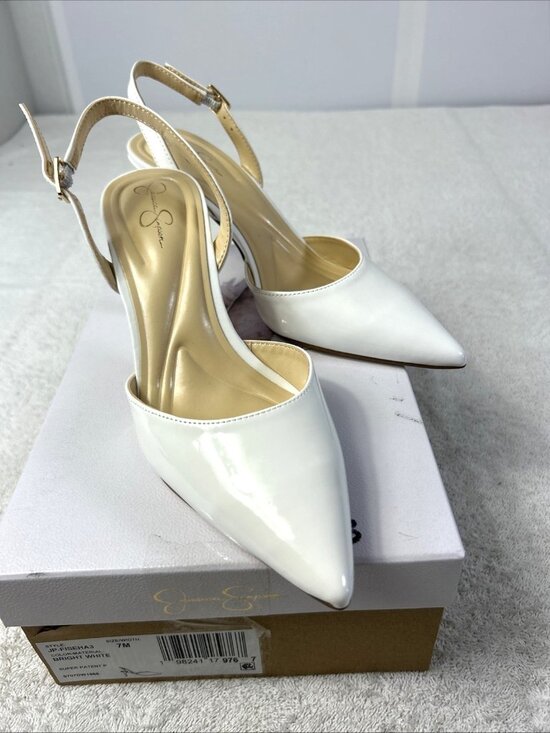 Jessica Simpson Shoes - Jessica Simpson Fiseha Pumps Bright White Slingback Pointed Toe SZ 7 NEW